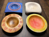 Chuck Bajnai - Experimental Pine Bowls Turned from 2 x 6s; first time making feet, first time using an airbrush, first time adding texture, first time making square bowls