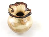 Natural Edge Silver Maple Burl Hollow Form, 3″ x 3-1/4″, finished with cyanoacrylate (CA) glue.